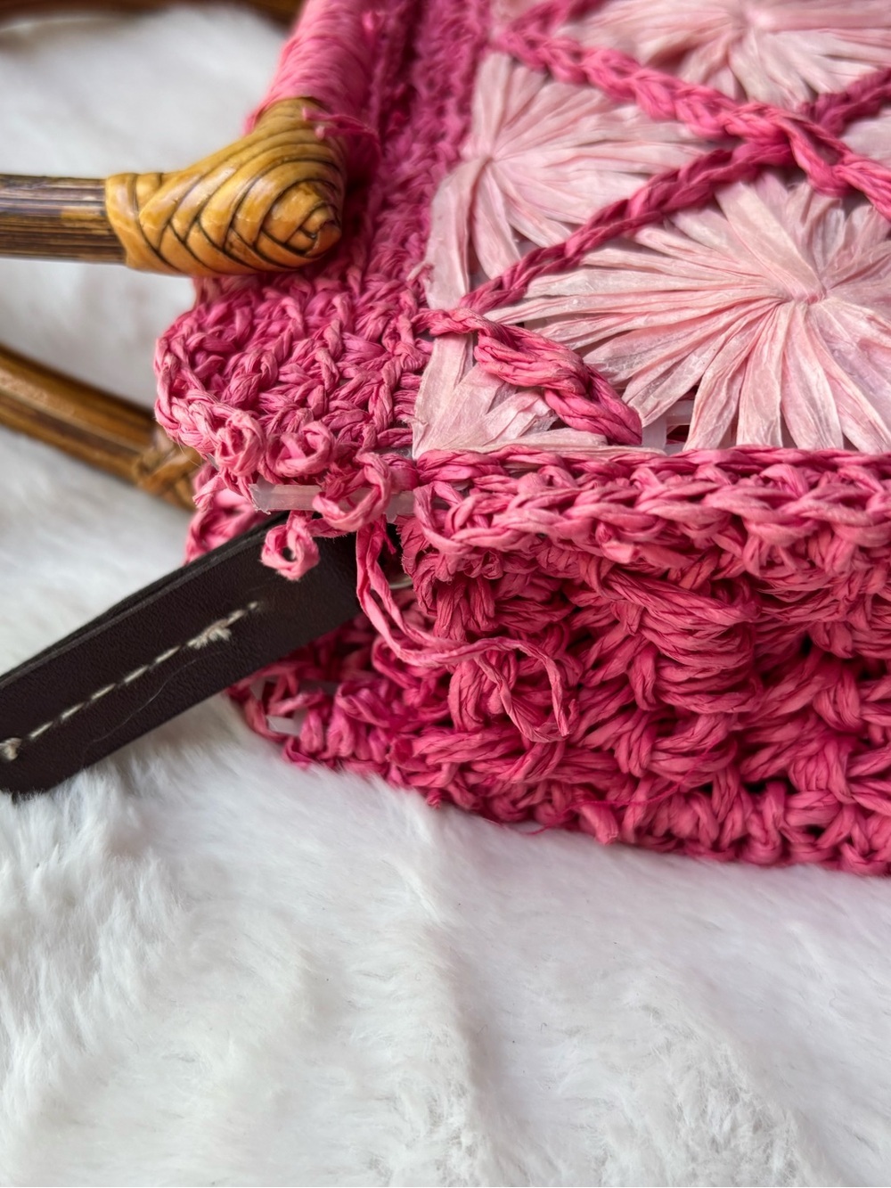 Call It Spring Pink Woven Raffia Top-Handle Bag - Picture 5 of 11